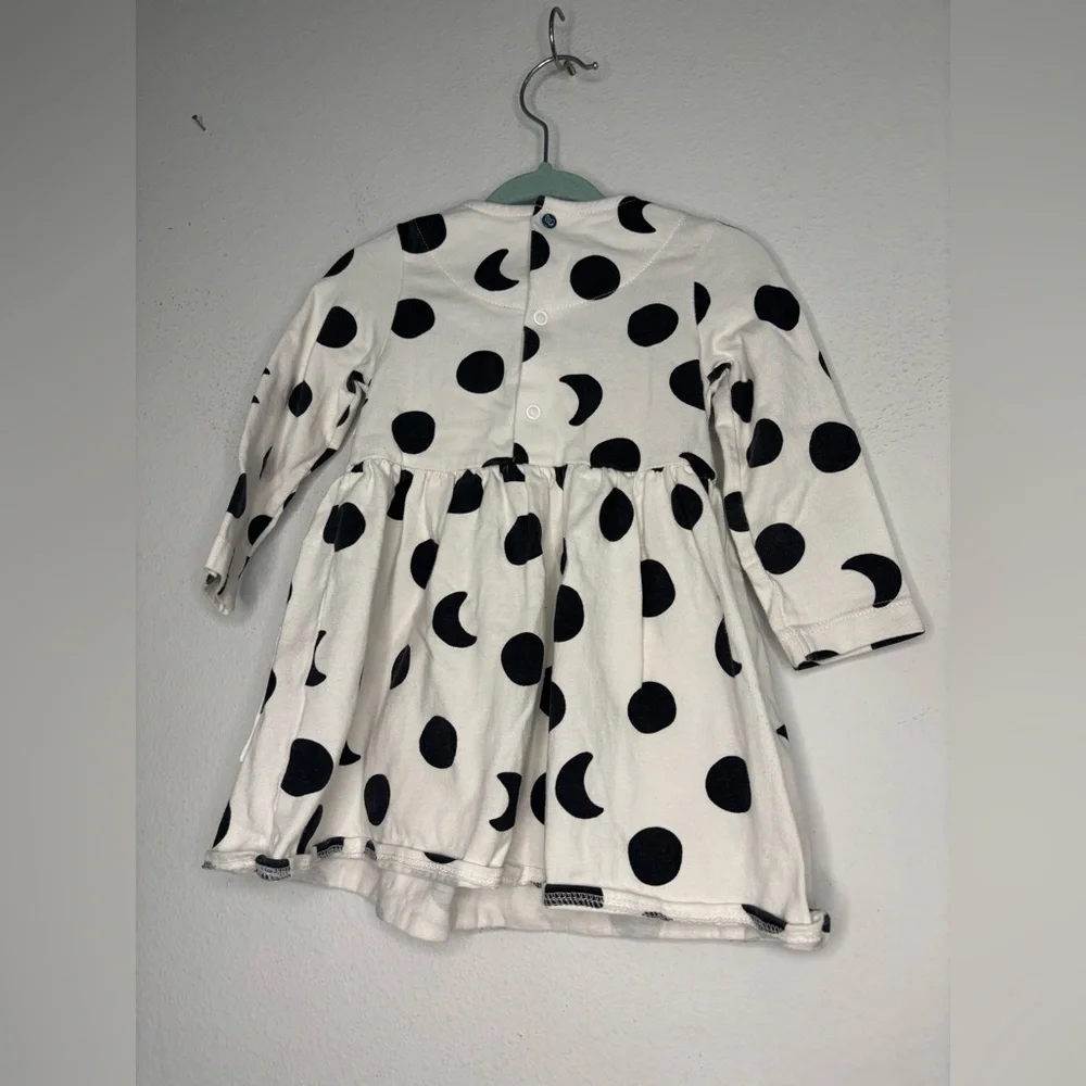 OLIVER & RAIN BLACK & WHITE POLKA DOT DREAM BIG BABY GIRLS DRESS SZ 12 MONTHS